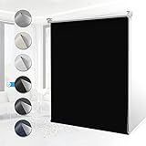 Homland Verdunklungsrollo klemmfix Thermorollo ohne Bohren/mit Bohren Schwarz 90x210cm, Hitzeschutz und Sichtschutz, Wandmontage & Deckenmontag Seitenzugrollo für Fenster und Tür.