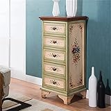 Kommode Massivholz Schubladen Wohnzimmer Einfache Schubladen Kombination Schlafzimmer Mediterrane Aufbewahrungsschublade Aufbewahrungsschränke für Flur oder Wohnzimmer (Farbe: Beige, Größe: 97,5 x