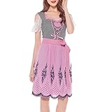 YULONGESS Dirndl Midi Damen, Trachtenrock Kleid Elegant Sexy Deutsches Kleid Dirndl Damen Kurz 2023 Oktoberfest-Biermädchen-Kostüm Samtkleid Für Oktoberfest DREI Teilig Grosse Grössen