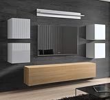 Furnitech Future C41 Möbel Schrankwand Wohnzimmer Wandschrank Wohnwand Mediawand mit Led Beleuchtung (Möbel ohne LED, C41/HGM/WD48 1A)