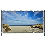 Warenfux24 Strand (3139) - Gartensichtschutz, Motivbanner, Sichtschutz Garten, Gartendeko, 251 x 123 cm, Mesh (winddurchlässig)