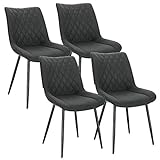 WOLTU 4 x Esszimmerstühle 4er Set Esszimmerstuhl Küchenstuhl Polsterstuhl Design Stuhl mit Rückenlehne, mit Sitzfläche aus Stoffbezug, Gestell aus Metall, Anthrazit, BH248an-4