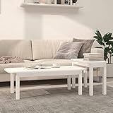 TOYOCC Tische, Akzenttische, Couchtische, 2-teiliges Couchtisch-Set, weiß, Massivholz, Kiefer