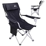 Sportneer Campingstuhl Faltbar Klappstuhl: Klappstuhl Camping bis 160 kg 3 Verstellbar Winkel Camping Stuhl Angelstuhl mit Rückenlehne Kopfstütze und Tragetasche, Faltstuhl Camping Outdoor