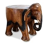 livasia Elefant aus Holz, Flacher Rücken, Blumenhocker, Sitzhocker, Podest (großer Elefant)