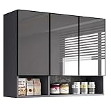 Küchen-Wandschränke, Wandregale aus Aluminium, Aufbewahrung und Organizer für Küche, Bad, Unterschrank, Schwarze Hängeschränke für Wohnzimmer, Aufbewahrungsschrank (S : 100 * 30 * 80cm)