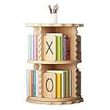 WHDNIOSS Bücherregale, drehbares Bücherregal, 360° rundes Bücherregal, Bücherregal, um das Interesse der Kinder am Lesen zu wecken (Color : Wood, Size : 2 Layers (50.5 * 66cm))