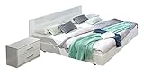 Wimex Schlafzimmer Set mit Bett, Nachttisch/ Nachtschrank 2-er Set Pamela, (B/H/T) 254 x 210 x 81 cm, Weiß / Absetzung absetzungen glas Weiß und chrom