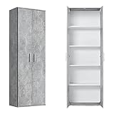 mokebo® Mehrzweckschrank 60cm Breite 'Der Lange', Aktenschrank, Schuhschrank schmal & hoch, Küchenschrank in Grau aus Holz, Schrank, Vorratsschrank & Haushaltsschrank | Betonoptik