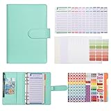 Binder Notizbuch 6 Löcher Budget Planner Loseblatt Notizbuch Ordner mit Klar Binderumschlägen, Taschen, Geldumschlag, Budgetblättern, Trennwand, Etikettenaufklebern zum Budgetieren und Sparen von Geld