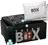 THERM BOX Profi Styroporbox 12BL mit 2X Kühlakku für Kühlbox Set 12L Innen: 36x26x13cm Transportbox Wiederverwendbar