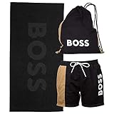 BOSS Herren Badeshorts und Towel,Beach Set, Black, L