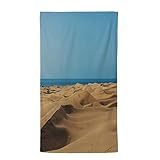 Strandtuch Gelber Sandstrand Strandhandtuch Schnelltrocknend Sandfrei, Mikrofaser Strandtuch Leichtes Dünnes Tragbares, Perfekt für Camping Reise Fitness Wandern Kinder Strandtücher, 80x160 cm