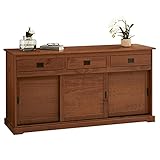 IDIMEX Anrichte Savona Sideboard Kommode Kieferkommode mit 3 Türen und 3 Schubladen, Kiefer massiv, Dunkelbraun lackiert