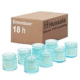 Hussala Glow Citronella Outdoorkerze Glas (blau) - Brennzeit 18 h [8 Stück]