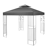 Pavillondach 3x3m wasserdicht,Doppeldach Schutzhaube Gartenpavillon,Pavillon Sturmfest,Partyzelt Ersatzbezug,‎Ersatzdach für Pavillon (Grau)