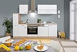 respekta Küche Küchenzeile Einbauküche Küchenblock 250 cm Eiche Sägerau Weiss Ceran
