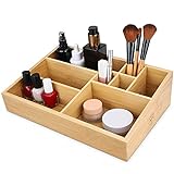 Thingles Bambuswerk I Makeup Organizer, Kosmetik Organizer - Aufbewahrung Kosmetikbox - Ordnungssystem aus Holz mit natürlicher Maserung für Badezimmer, Schminktisch