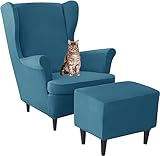 ELYSYSRL Sesselbezug, 2 Teilig Sessel-Überwürfe Ohrensessel Mit Ottomane Schonbezug Überzug Bezug Sesselhusse Elastisch Stretch Husse für Ohrensessel (Color : #42)