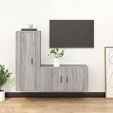 Tidyard 2-TLG. Wohnwand Mediawand Anbauwand Schrankwand TV Wand Wandschrank Wohnzimmer Möbel Holzwerkstoff Grau Sonoma