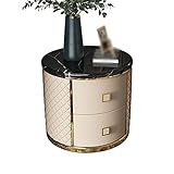 PTTRNS Nachttisch Nachttisch Runder Marmorbettkabinett Schlafzimmer Möbel Lagerung Lagerung Nachttisch Beistelltisch Beistelltisch (Color : Gold)