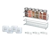 TOYOCC 2-stufiges Gewürzregal aus Metall zur Wandmontage, Gewürzregal für die Küche und den Innenschrank, Gewürzdosen und Gewürze, ordentliche Aufbewahrung (Silber)