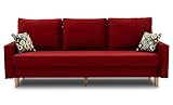 BETTSO -Schlafsofa Kippsofa Sofa Samt mit Schlaffunktion Klappsofa Bettfunktion mit Bettkasten Couchgarnitur Couch Sofagarnitur-ATENA PRO (Rotwein)