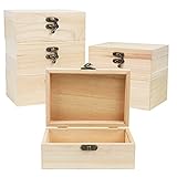 BELLE VOUS Naturbelassene Kleine Holzkiste (6er Pack) - 14,8 x 10,2 x 6,3 cm - Blanko Holzkästchen mit Scharnierdeckel & Frontverschluss - Schmuckkästchen Selber Gestalten, Basteln & Hobbys