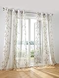 heine home 1x Dekostore transparent Bedruckt Offwhite/grau Ösen 225x140 cm