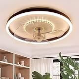 Leise Deckenventilator Mit Beleuchtung Modern Led Dimmbar Deckenleuchte Mit Ventilator55w 50cm Led Deckenventilator Weiße Rundes Ventilator Lampe Für Schlafzimme Deckenlampe Mit Ventilator-50cm