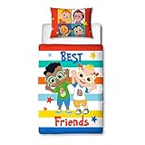 CoComelon Character World Schlafzimmer-Serie mit niedlichem Design, wendbar, zweiseitig, offiziell lizenzierte Bettwäsche, für Kleinkinder, Kinderbett, Bettbezug mit passendem Kissenbezug