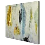 OTDPSETS Abstrakte Wandkunst Leinwand: Abstrakte Kunst Wanddekoration Blau Grau und Gold Kunstwerk für Wände 76,2 x 76,2 cm