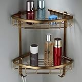 MAVNES Duschablage Ecke Wand montiertes antikes Messing-Badezimmer-Eckregal, Badezimmer-Shampoo-Regal, Bade-Duschregal SOAP-Halter Badezimmer Regal
