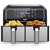 Innsky Dual Zone Heißluftfritteuse Doppelkammer 8L, 8 Programmen Heissluftfritteuse Doppelt, Airfryer mit 2 Körben, Friteuse Heissluft ohne Öl, Dual Cook, Synchronisieren Fertig Technik, Shake-Modus