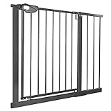 UISEBRT Treppenschutzgitter Ohne Bohren Türschutzgitter Kinder Treppengitter Türgitter Baby, 95-105cm breit, Selbstschließend, Einhändiges Öffnen Metall Gitter, Schwarz