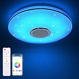 MILFECH 36W LED Deckenleuchte Dimmbar mit Bluetooth Lautsprecher, Fernbedienung und APP-Steuerung, LED Deckenlampe mit RGB Farbwechsel, Musik für Schlafzimmer Kinderzimmer Wohnzimmer [Energieklasse F]
