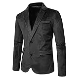 Slim Fit Anzugjacke aus Samt für Herren EIN Knopf Hochzeits Bühnen Performance Blazer Klassische Luxus Abschlussball Smoking Party(Black,S)