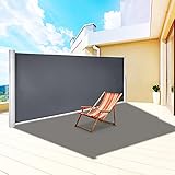 VEVOR Terrassen Windschutz 180 x 300 cm grau Rollo Seitenmarkise ausziehbar für den privaten oder gewerblichen Gebrauch