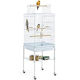 Yaheetech Vogelkäfig Vogelhaus Vogelbauer Wellensittichkäfig 46,5 x 46,5 x 136 cm Kanarien Käfig Exotenkäfig Papageienkäfig Nymphensittichkäfig Weiß