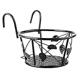 DUDNJC Hängeländer Pflanzgefäßhalter aus Schmiedeeisen mit BlattformDekor, 2 Stück, KunstpflanzenBlumentopfStänder, Regal, Hängekorb, Balkon, Garten, Bonsai, Veranda, Zaun, Innen und Außenbereich