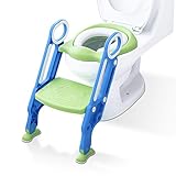 BabyBond Töpfchentrainer Kinder-Töpfchen Toilettensitz Trainer Sitz für Kinder Toiletten Training mit Leiter/Treppe, Rutschfest stabil klappbar und höhenverstellbar für 1-7 jährige Kids Blau und Grün