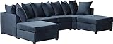 Meble Roberto Melinda U-Form Sofa Blau 364 x 85 x 168 cm, Couchgarnitur, Ecksofa, Komfortables Sofas & Couches, Moderne Wohnlandschaft, Big Sofa, Kleine Kissen