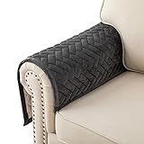 Eismodra Armlehnenbezüge,Armlehnenschoner,Anti-Rutsch- Armkappen für L Form Sofaschoner Chaiselongue ecksofa 2 Sitzer Schonbezüge Wohnzimmer Sessel Hunde Haustiere,Dunkelgrau,70x70cm(nur 1 Stück)