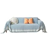 ZYHALOUK Sofabezug 3 Sitzer, Sofa Überwürfe Sofahusse Weich Abwaschbar Chenille Möbelschutz Couchbezug Sofahusse für Wohnzimmer Home Décor-blau-180×130cm(71×51inch)