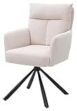 Home4You Polsterstuhl - Hellbeige - Schwarz - Cordbezug - Metallgestell - drehbar
