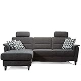 Cavadore Ecksofa Palera mit Federkern / L-Form Sofa mit Longchair links / 244 x 89 x 164 / Stoff Dunkelgrau