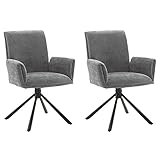 Lomadox Esszimmer Armlehnenstühle 2er Set in grau 180° drehbar mit Nivellierung, B/H/T ca. 61/86/63 cm
