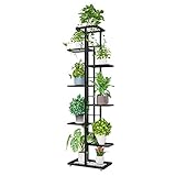 ZZBIQS Blumenständer Metall mit 8 Ebenen, 141cm Blumentreppe Modern Pflanzentreppe für innen und außen Garten Balkon, Blumenregal Mehrstöckig (Dunkelgrau)