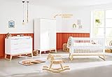 Babyzimmer Möbel Set Kinderzimmer 'Bridge' breit mit Gitterbett, Wickelkommode und Schrank