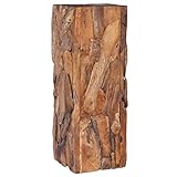 vidaXL Teak Massiv Beistelltisch Couchtisch Sofatisch Blumenhocker Blumensäule Blumenständer Holztisch Blumentisch Tisch 30x30x80cm